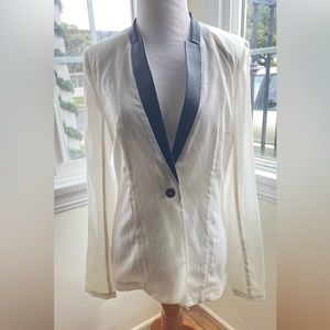 Beige with Black Faux Leather collar Balzer